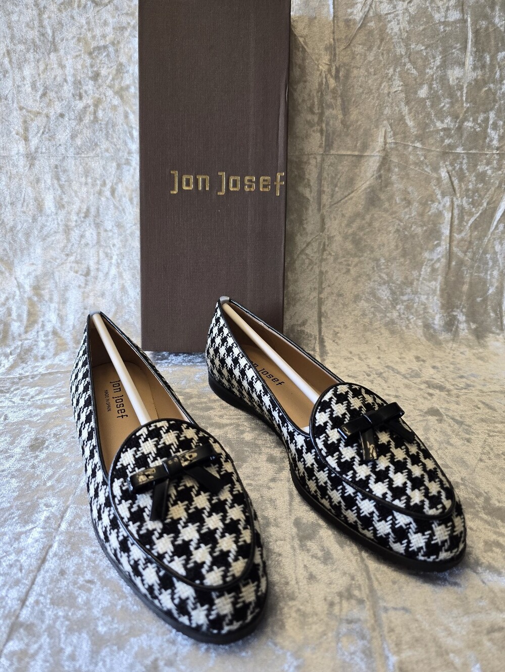 Jon Josef Women's Houndstooth Loafer in Black and White